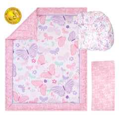 The Peanutshell Butterfly Song fitted sheet with secure fit promotes safe sleep.