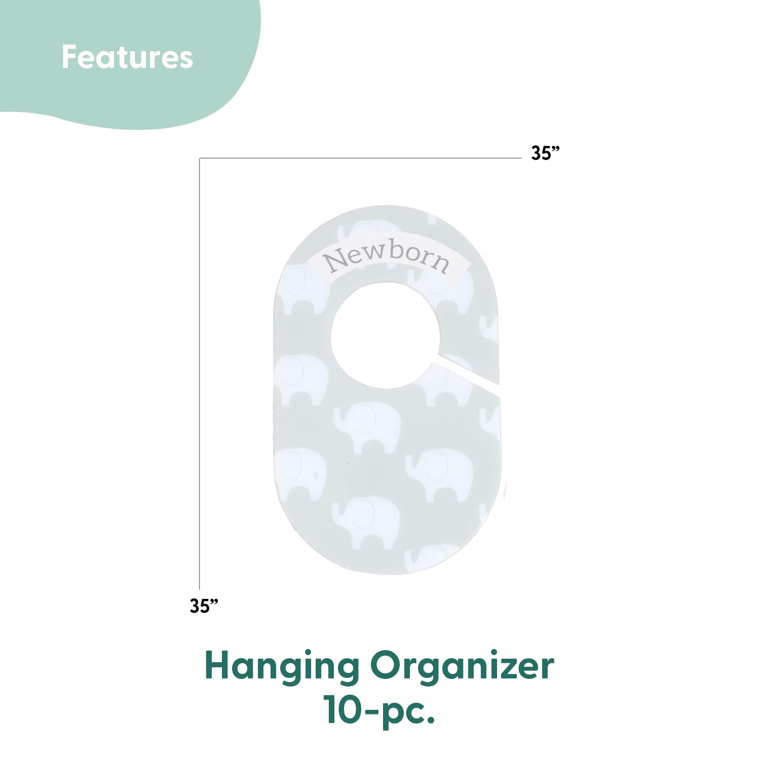 The Peanutshell closet dividers feature an elephant design for unisex nursery decor