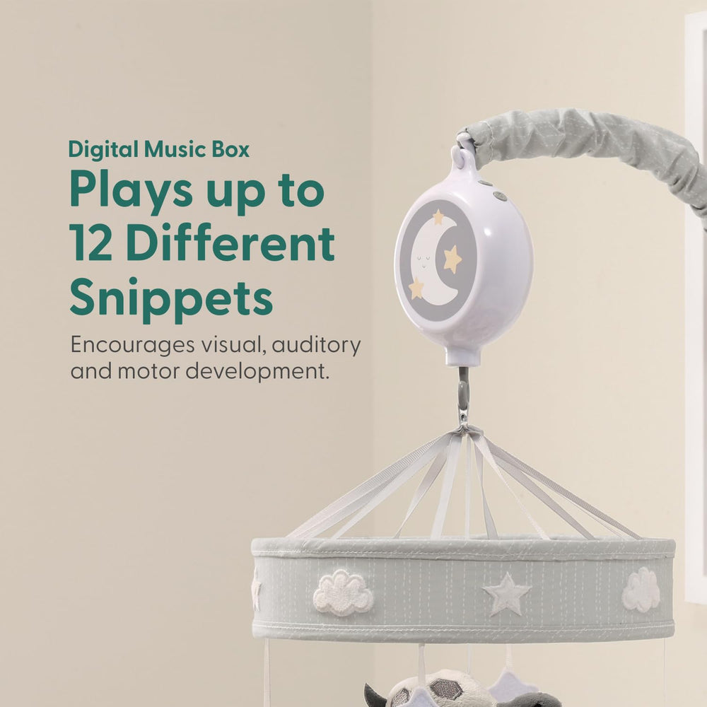 The Peanutshell crib mobile with a digital music box offering 12 lullabies.