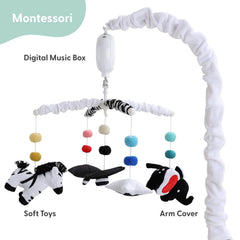 The Peanutshell musical crib mobile with arm plays soothing tunes for calming evenings.
