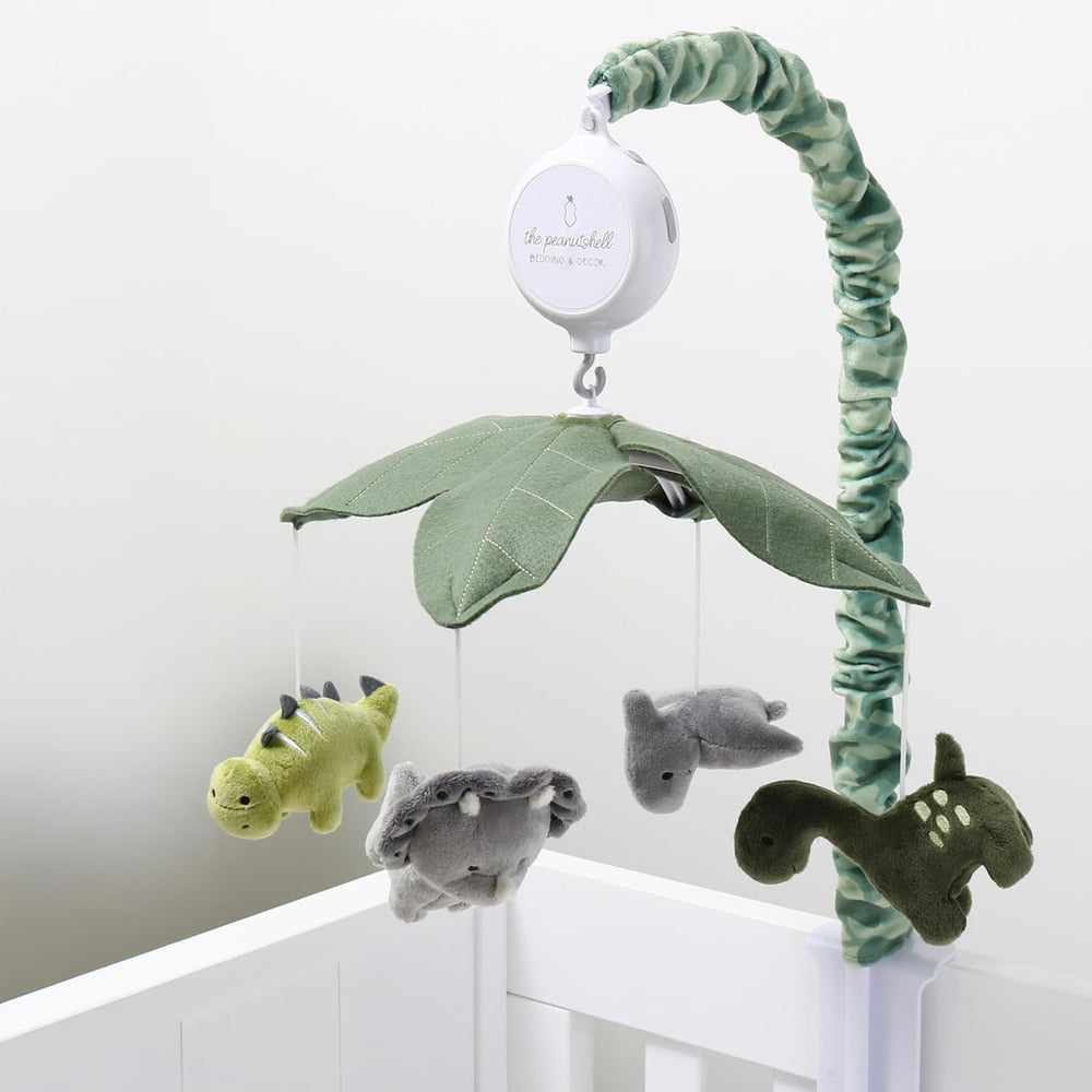The Peanutshell crib mobile doubles as charming nursery decor for dino lovers.