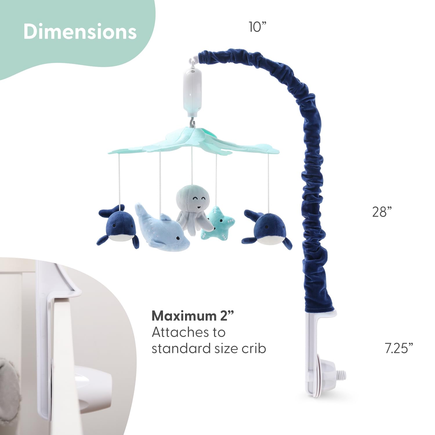 The Peanutshell crib mobile-octopus features bright shapes to engage baby and soothe.