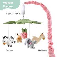 The Peanutshell crib mobile pink color scheme enhances nursery decor with soft, calming tones.