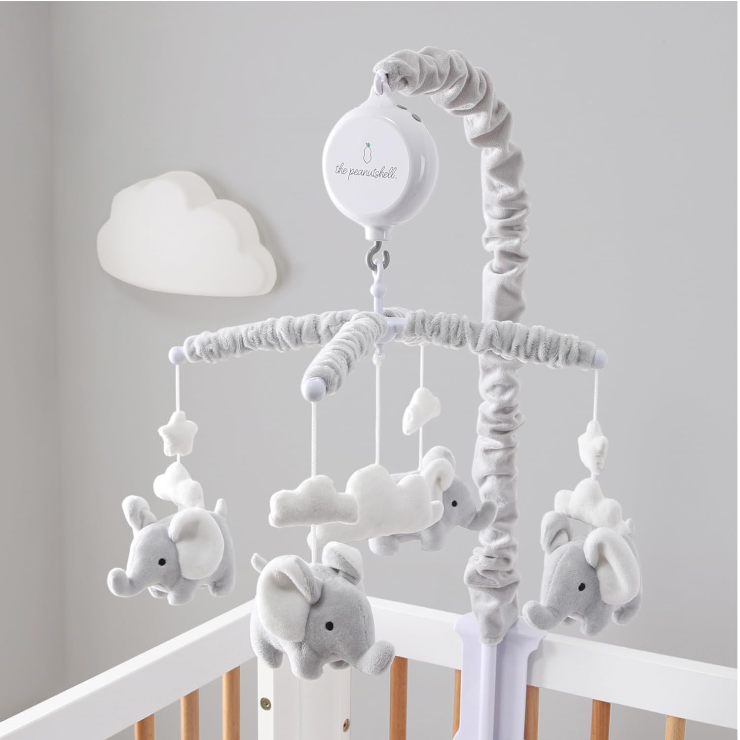 The Peanutshell crib mobile volume control tailors sound levels