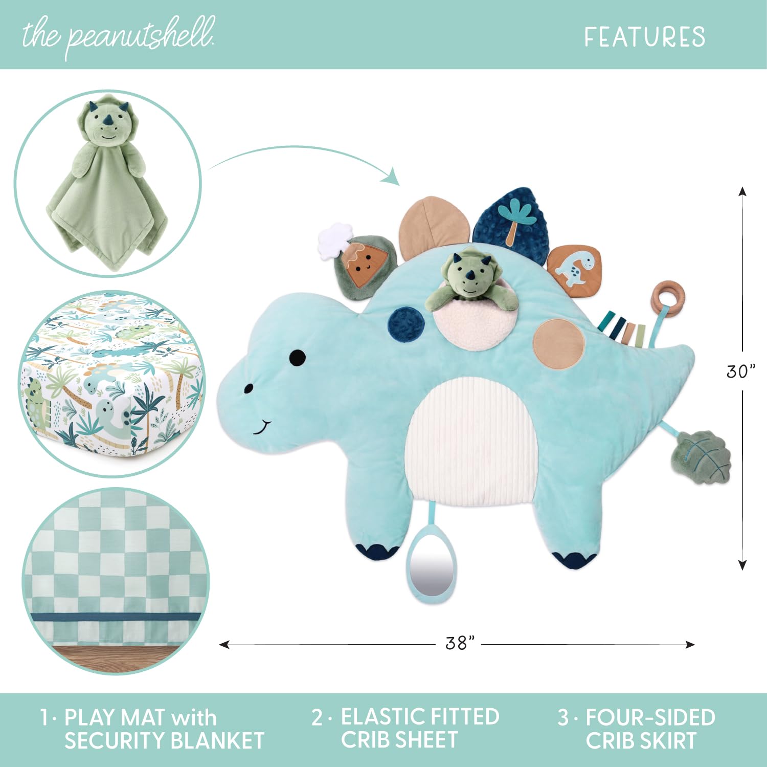 The Peanutshell crib skirt four-sided drop adds a polished finish to the crib.