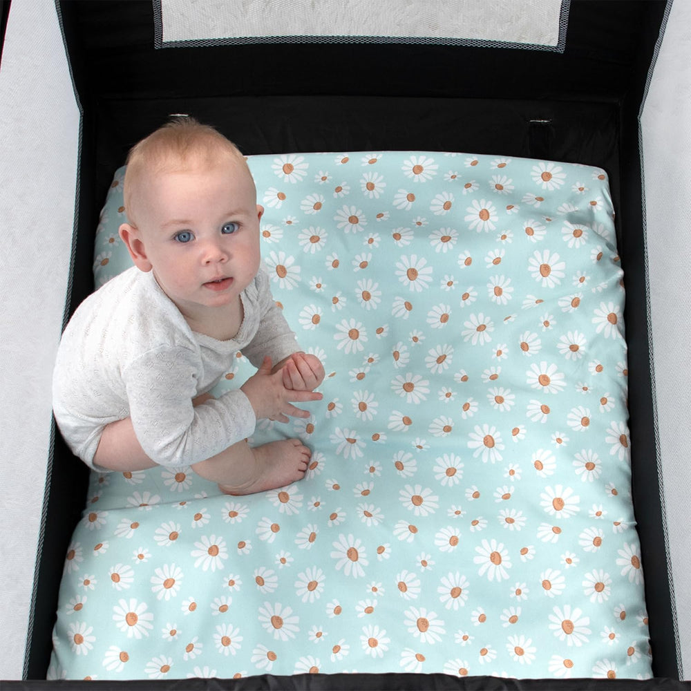The Peanutshell Daisy Dreams sheets are durable and machine washable for busy families.