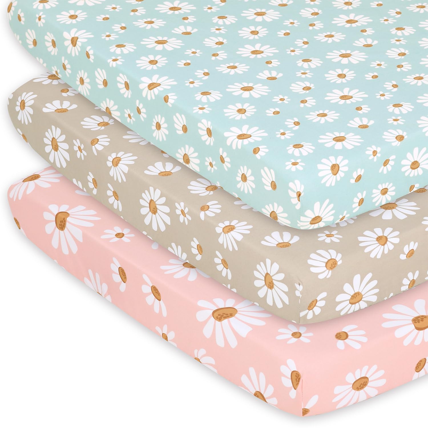 The Peanutshell Daisy Dreams sheets close-up highlights ultra-soft fabric for baby comfort.