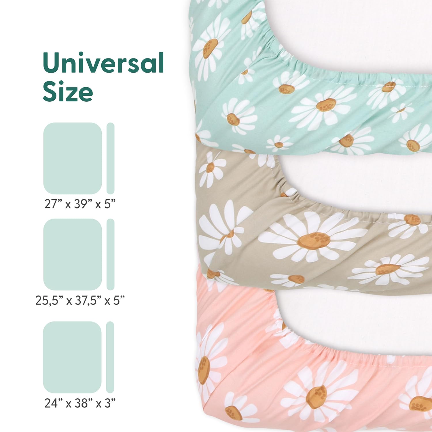 The Peanutshell Daisy Dreams pattern adds a calming floral touch to the nursery.