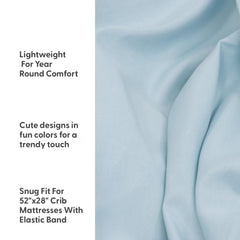 The Peanutshell dinosaur pattern blue grey on crib sheet for soothing sleep space
