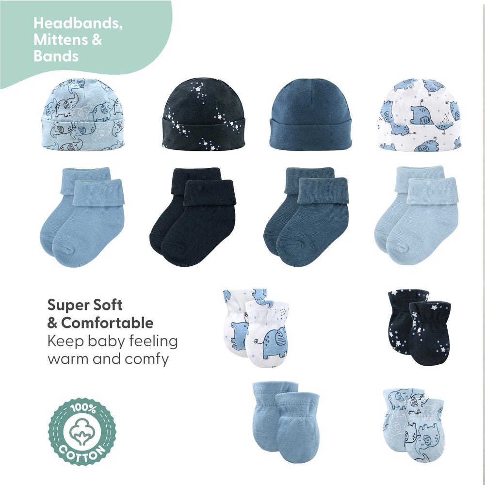 The Peanutshell Elephant Blue mittens keep little hands warm and cozy