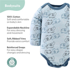 The Peanutshell Elephant Blue short-sleeve bodysuits gentle on delicate skin