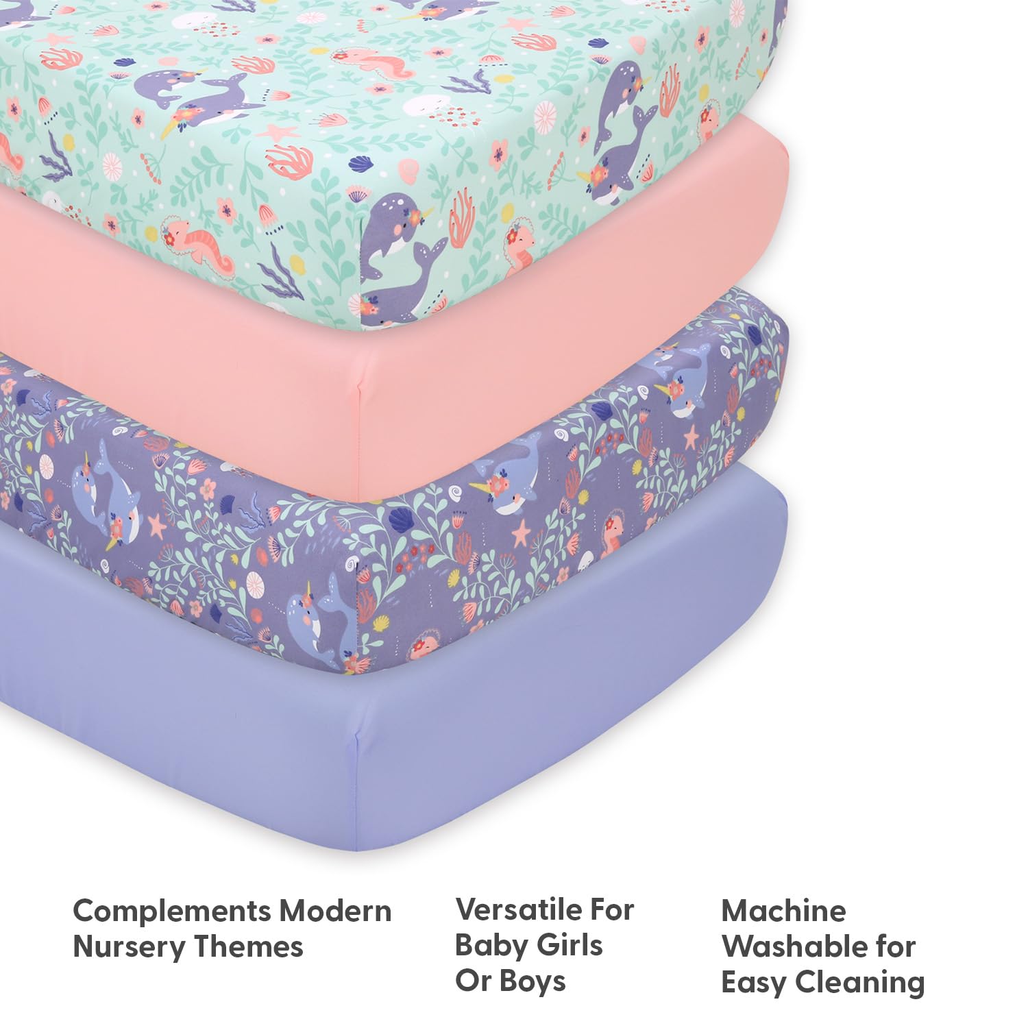 The Peanutshell fitted-crib-sheet elastic-band ensures snug fit on standard 52x28 mattresses.