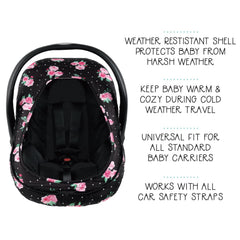 The Peanutshell Floral Rose car seat cover delivers 360-degree protection from elements