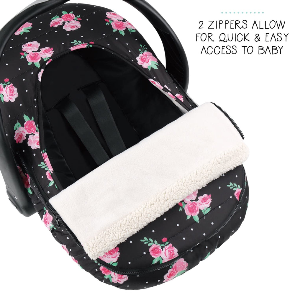The Peanutshell Floral Rose car seat cover soft material blends comfort with design