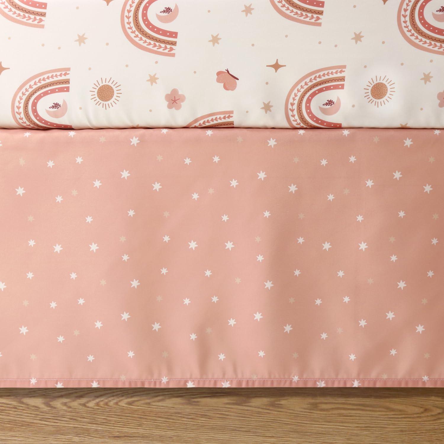 The Peanutshell nursery decor scene with boho butterflies creates calming ambiance