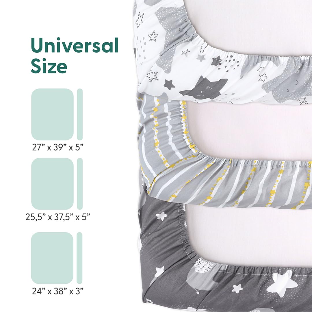 The Peanutshell pack-n-play fitted sheet provides secure elastic fit.