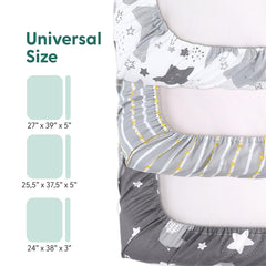 The Peanutshell pack-n-play fitted sheet provides secure elastic fit.