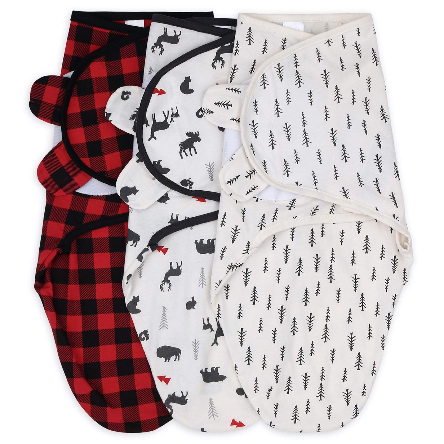 The Peanutshell red woodland swaddle pack: cozy cotton for gentle nights.