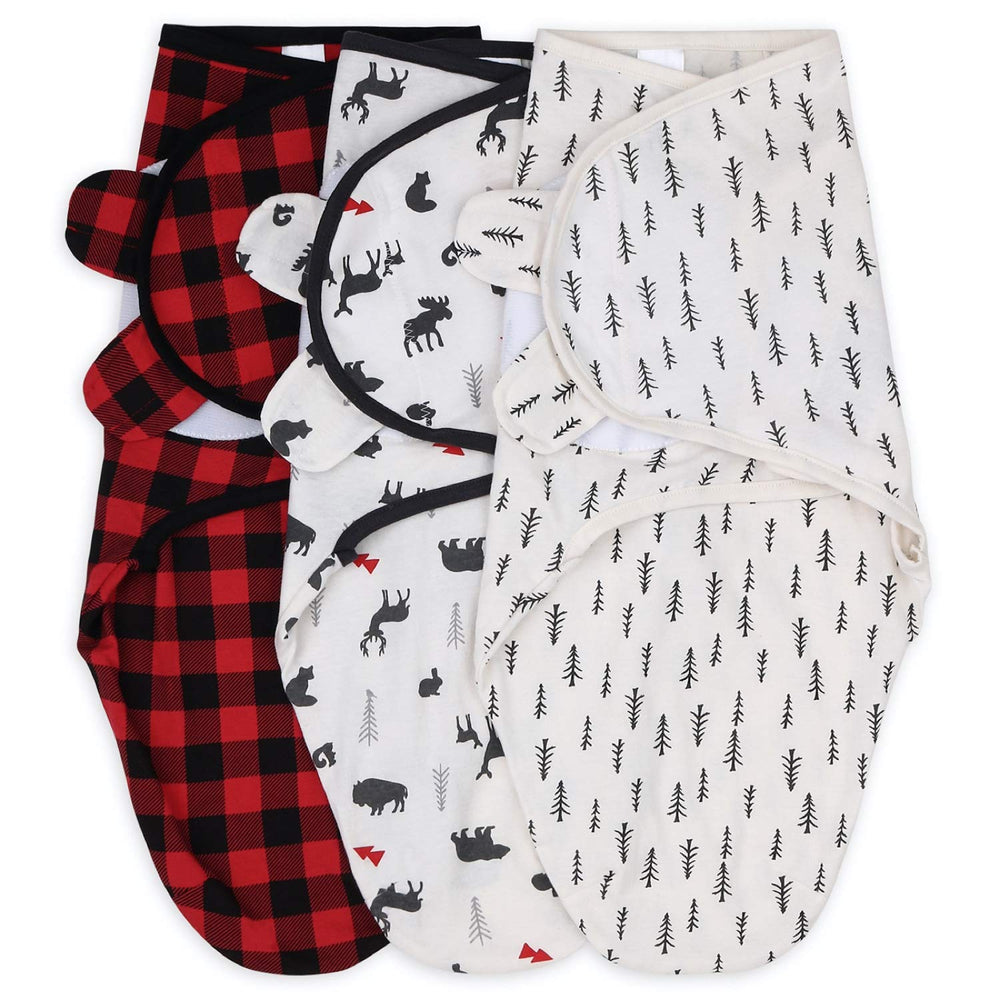 The Peanutshell red woodland swaddle pack: cozy cotton for gentle nights.