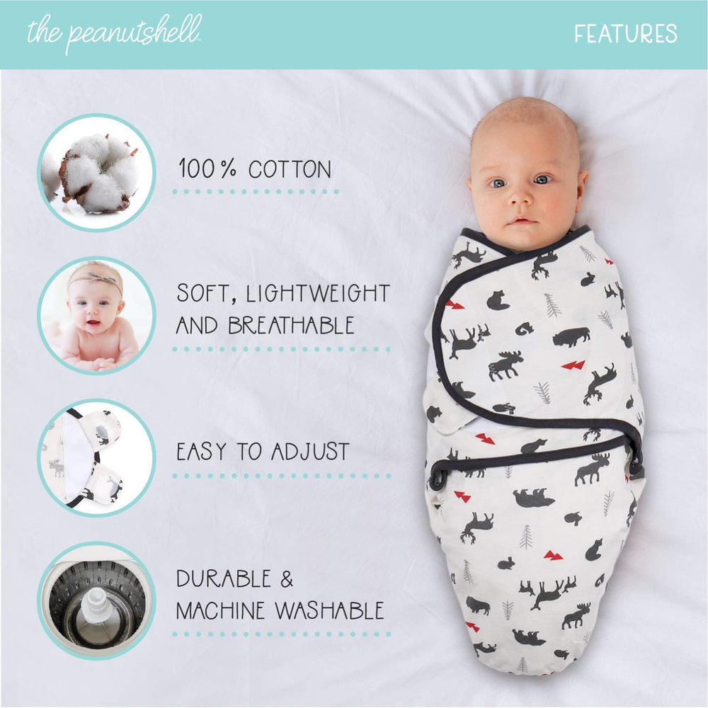The Peanutshell red woodland swaddle in soft cotton for breathable daily wear