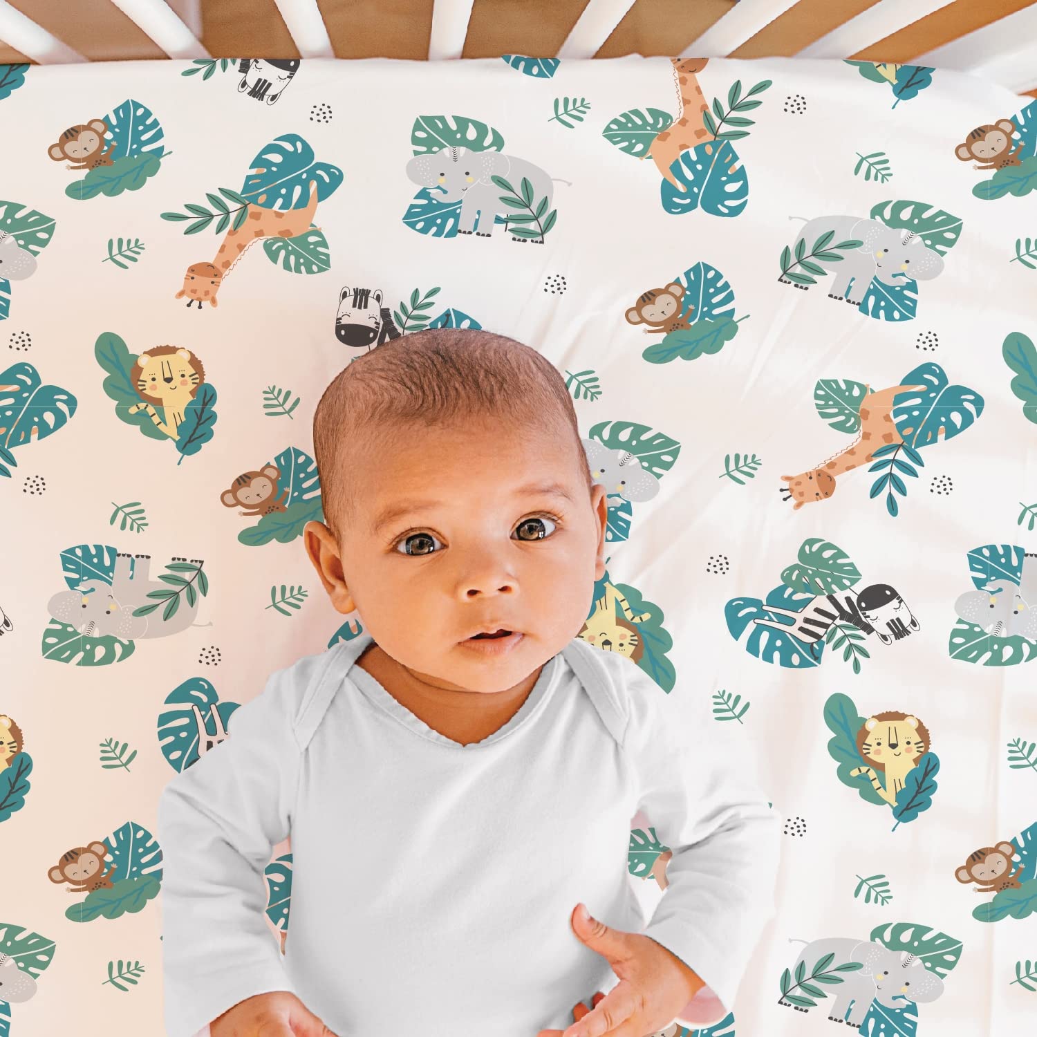 The Peanutshell Safari Adventures dust ruffle adds a polished finish and hidden edges