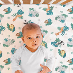 The Peanutshell Safari Adventures dust ruffle adds a polished finish and hidden edges