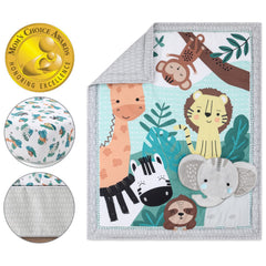 The Peanutshell Safari Adventures fitted sheet shows soft microfiber for secure crib sleep