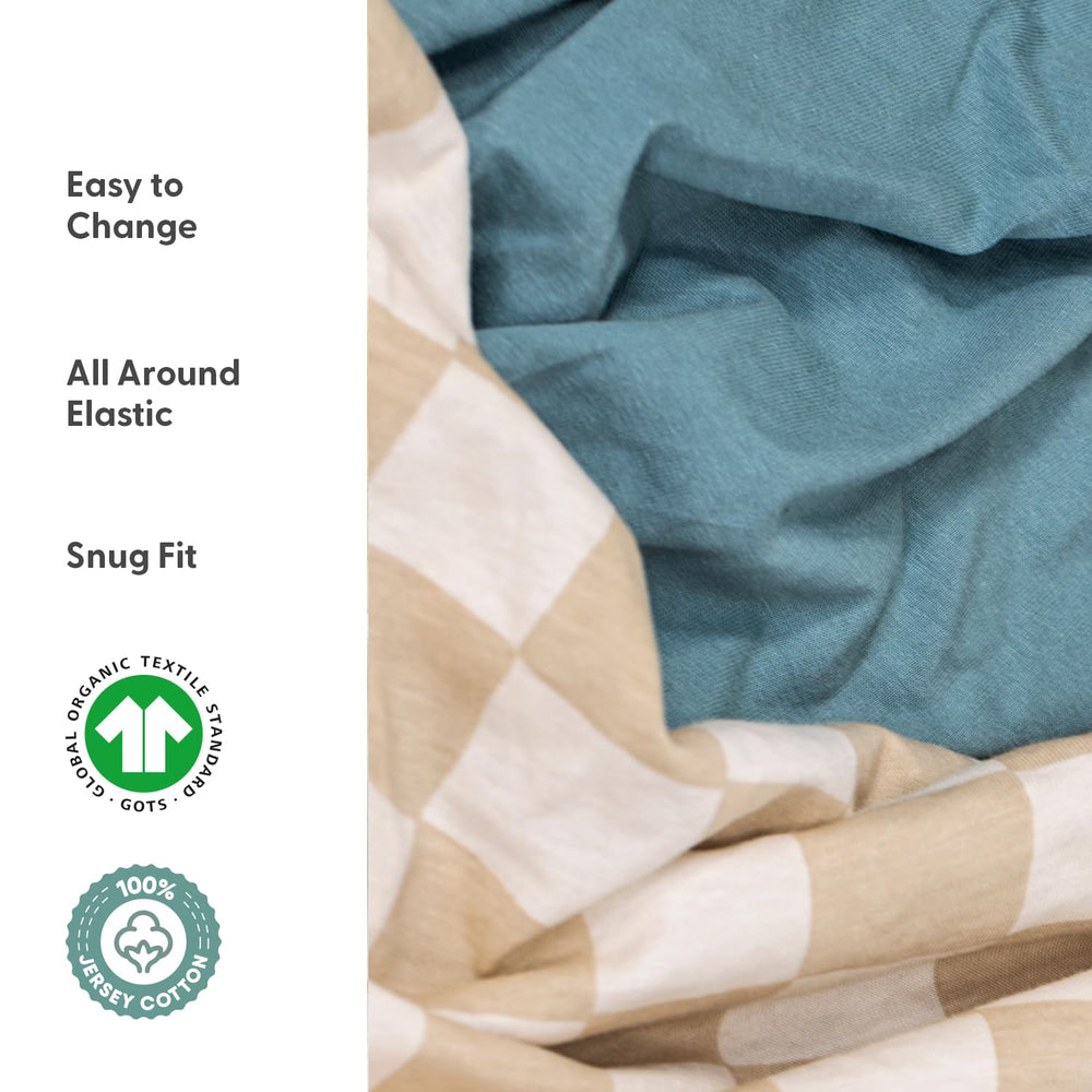 The Peanutshell snug elastic-band crib sheet stays in place for safer sleep