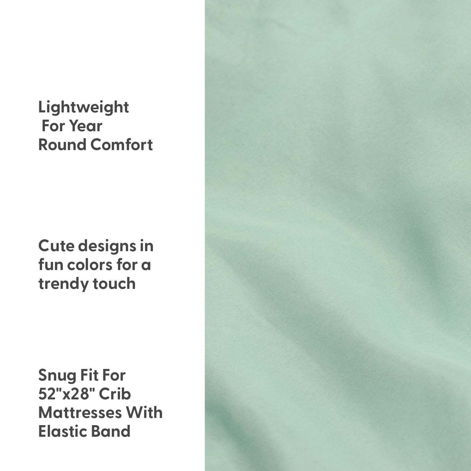 The Peanutshell soft breathable crib sheet fabric keeps baby comfy during restful naps.