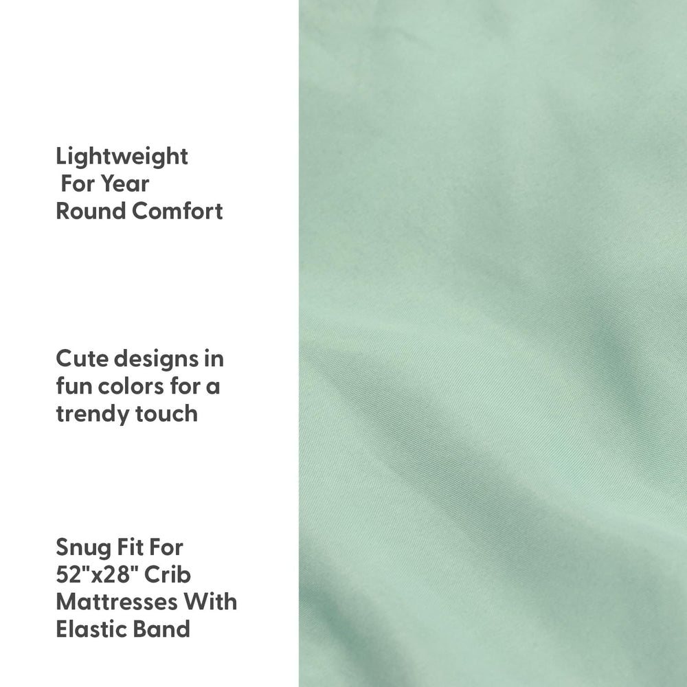 The Peanutshell soft breathable crib sheet fabric keeps baby comfy during restful naps.