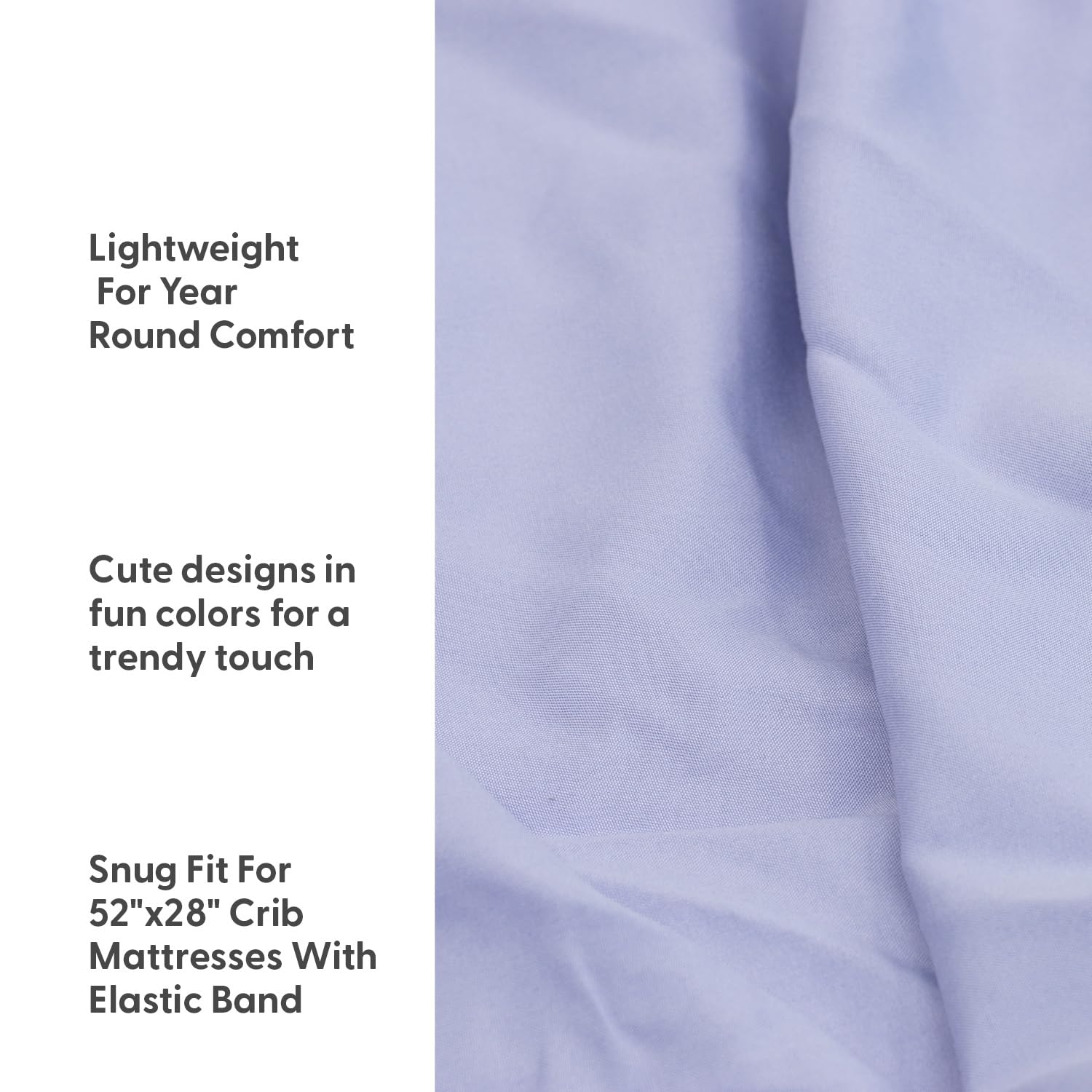 The Peanutshell soft-breathable crib sheet fabric supports comfortable naps with breathable weave.