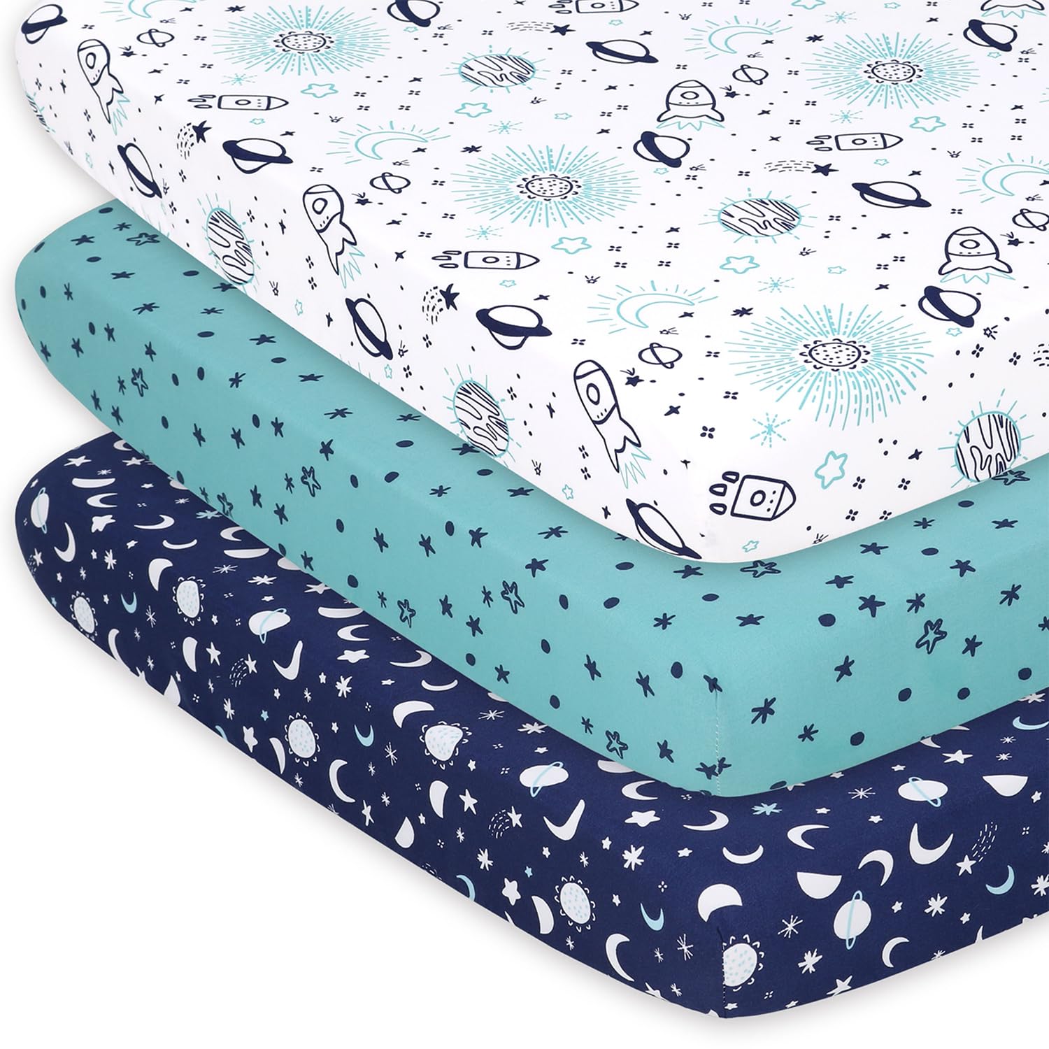 The Peanutshell 3-Pack Fitted Playard Sheets – Soft & Breathable Space ...