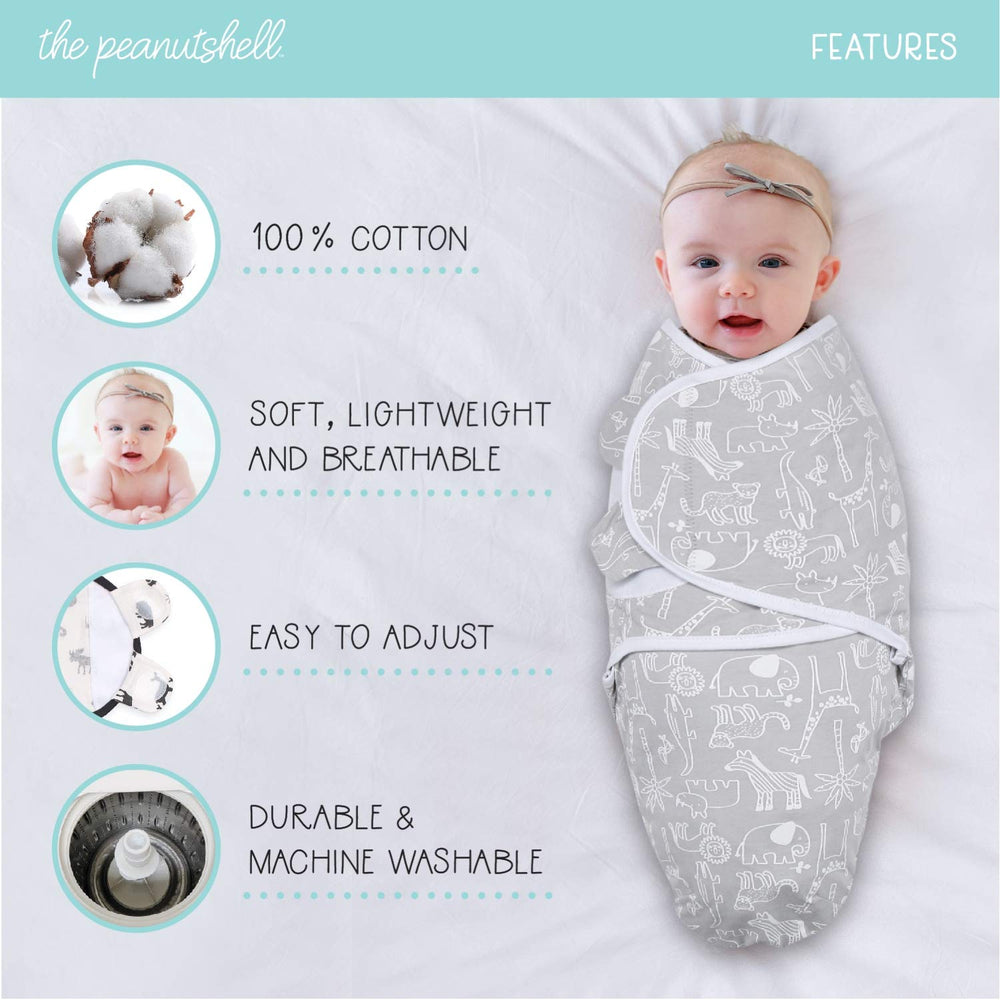 The Peanutshell swaddle blanket stars-pattern aids gentle sleep cues