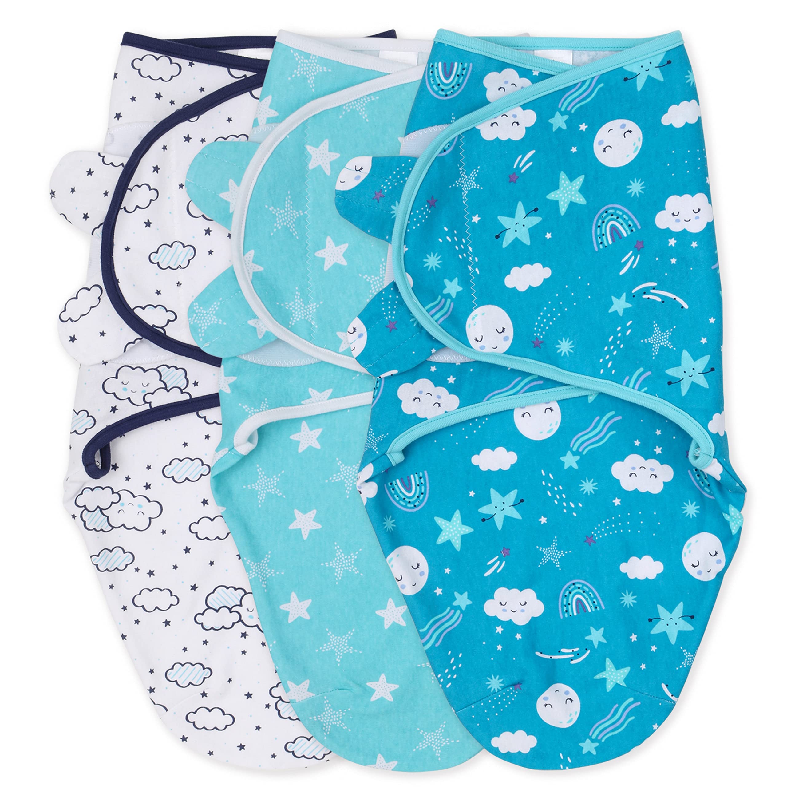 The Peanutshell swaddle set cloud stars design image promotes gentle sleep and cozy snuggles