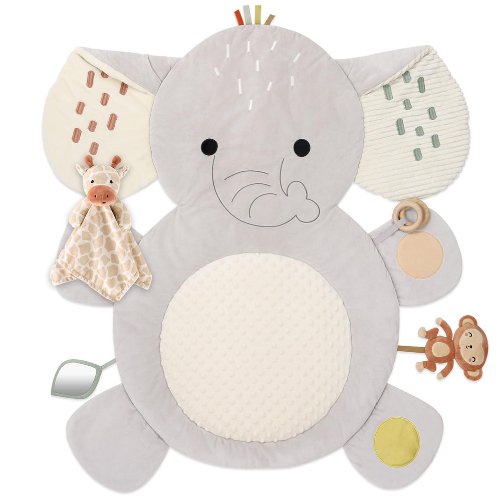 The Peanutshell tummy time mat elephant padded area for tummy time and play.