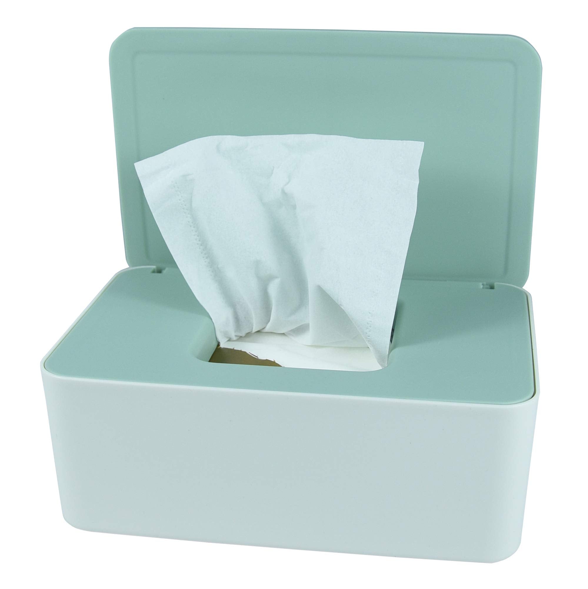 The Revenant diaper wipes dispenser with green lid; compact, accessible for quick changes.