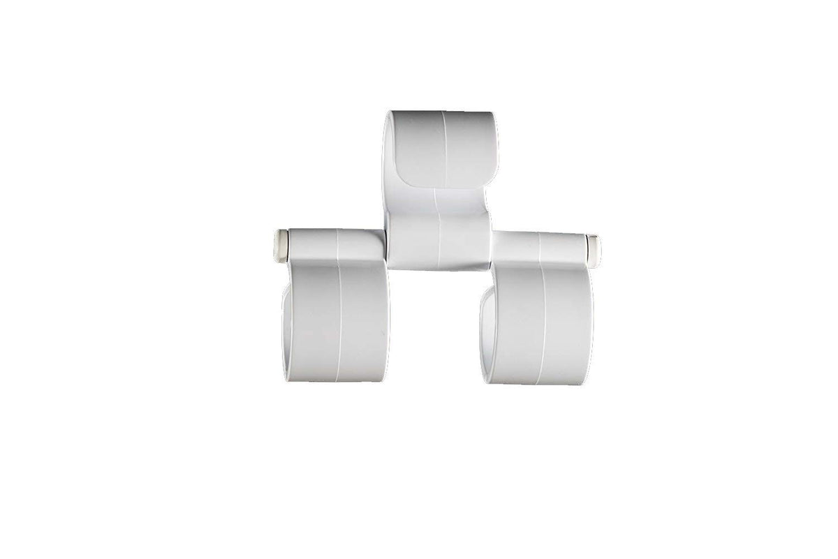 The Smarter Hook Tsh White close-up clip securing a nylon bag.