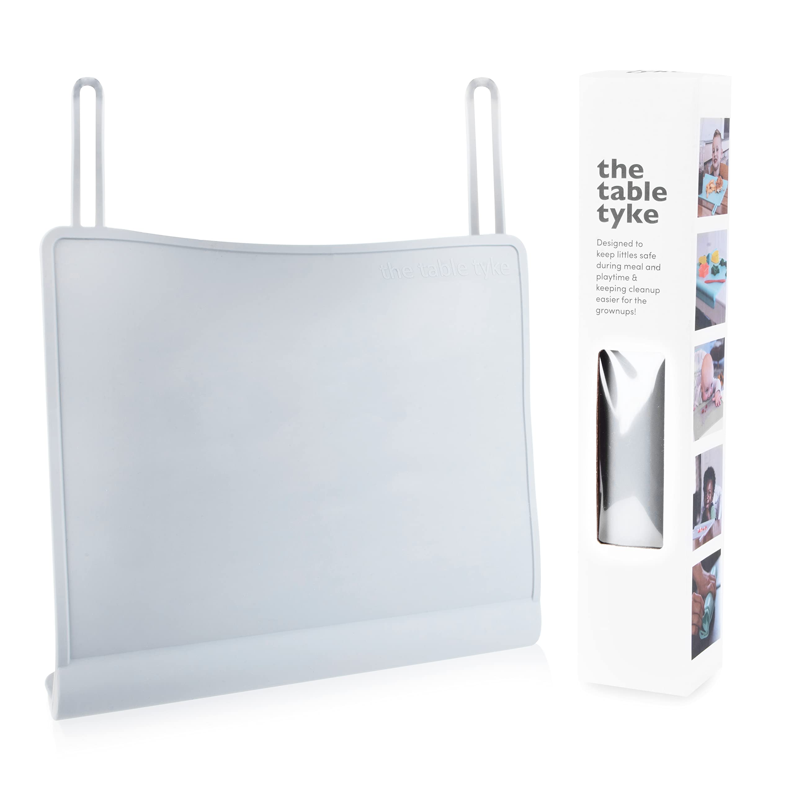 The Table Tyke placemat highlights Shark Tank feature and award recognition.
