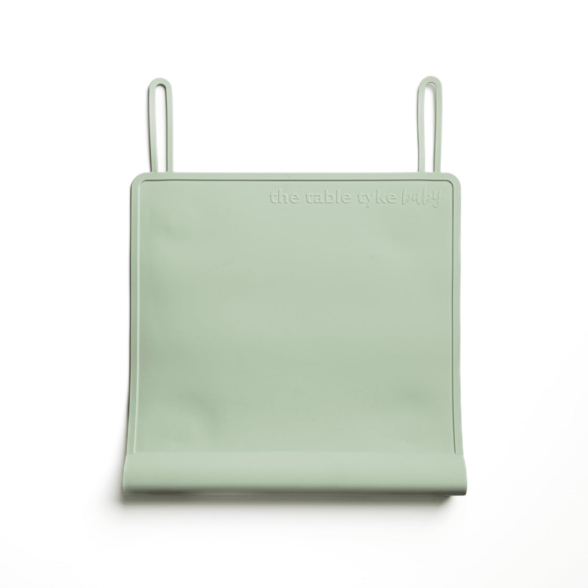 The Table Tyke silicone placemat edge-bumper sage-green protects little mouths from sharp table edges