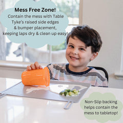 The Table Tyke placemat travel roll-up loops enable easy packing.