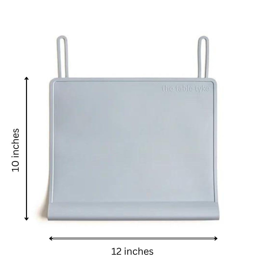 The Table Tyke travel-friendly mat fits in diaper bags for on-the-go meals.