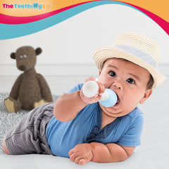 The Teething Egg Grippie Stick included enhances grip for tiny hands