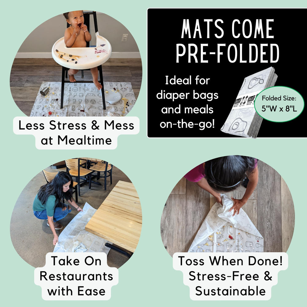 THEO'S MATS biodegradable compostable material offers eco-friendly mess control at home.