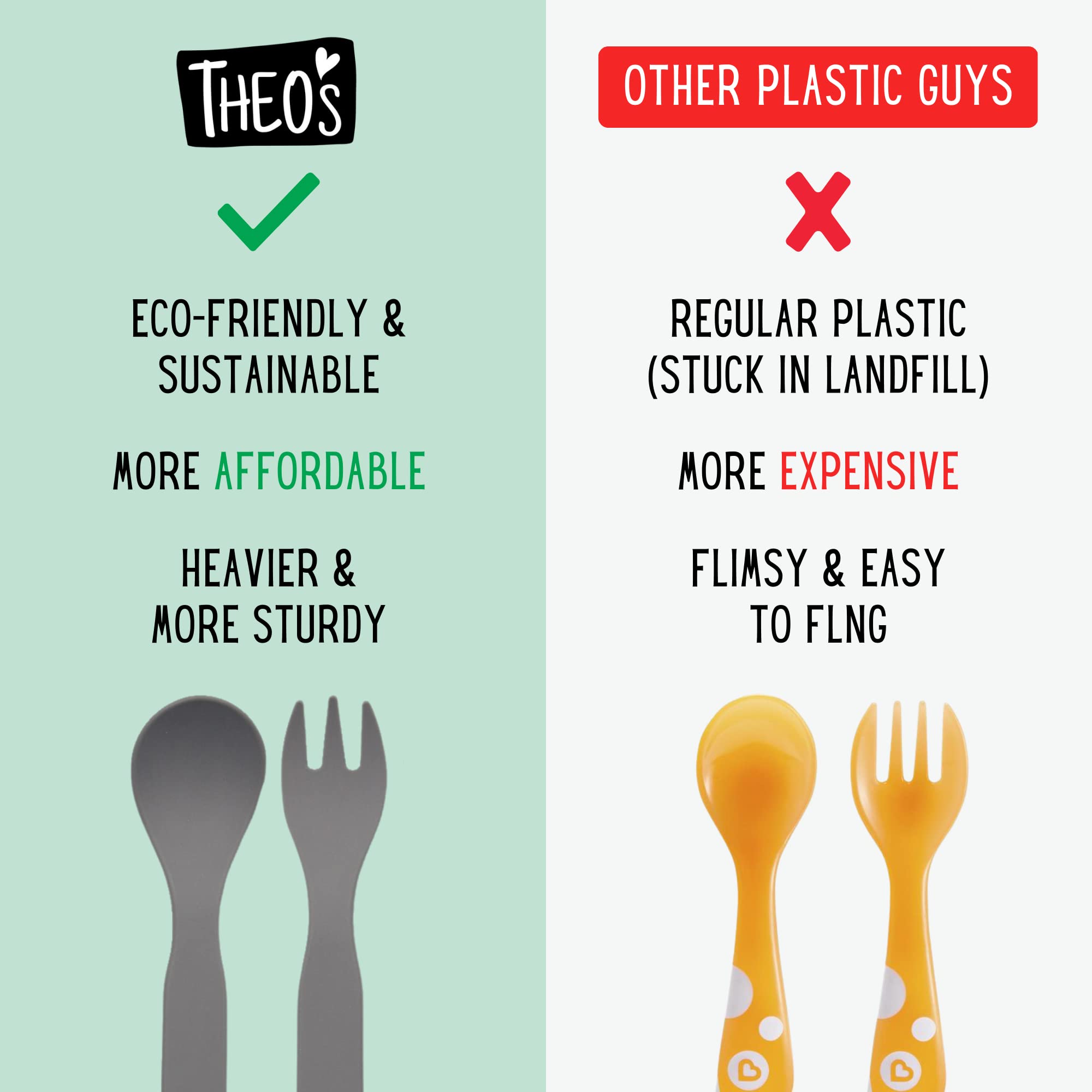 THEO'S minimal gray utensils blend into home dining