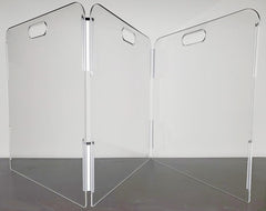 Therafin Pet Barrier 3-panel assembly provides compact containment in a living room.