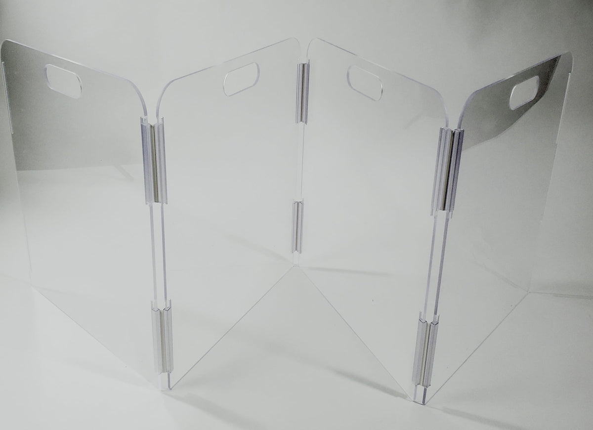 Therafin Pet Barrier four-panel free-standing design keeps pets contained without blocking view.