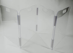 Therafin Pet Barrier four-panel free-standing design keeps pets contained without blocking view.