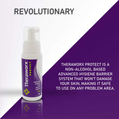 THERAWORX PROTECT bottle label US-made emphasizes domestic production quality.