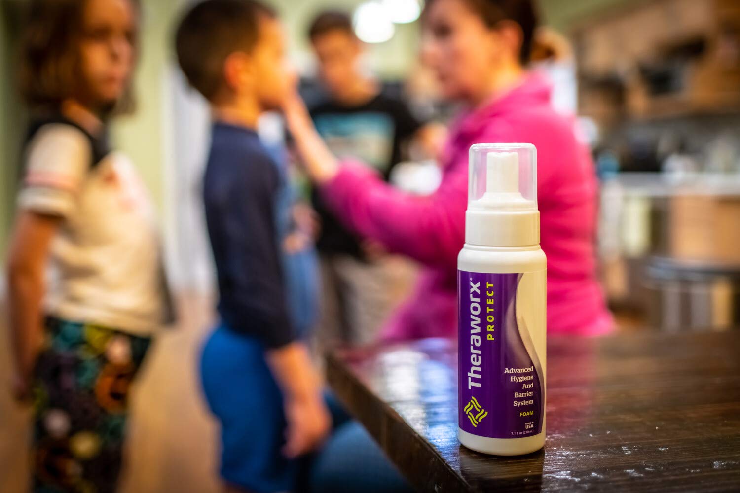 THERAWORX PROTECT on-the-go bottle demonstrates portable hygiene for travel.