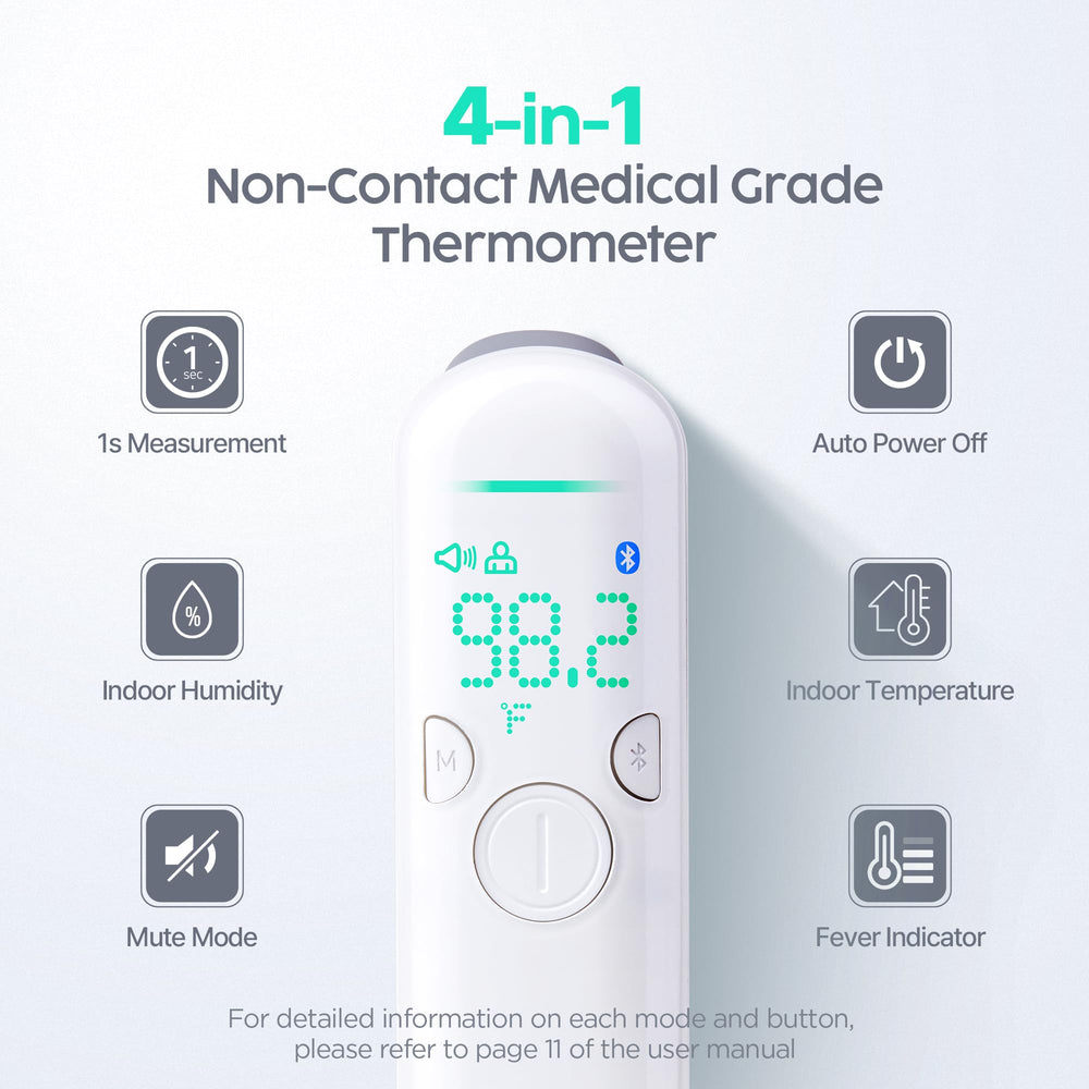 ThermoQuick infrared thermometer measures body temperature quickly from up to 1.5 inches.
